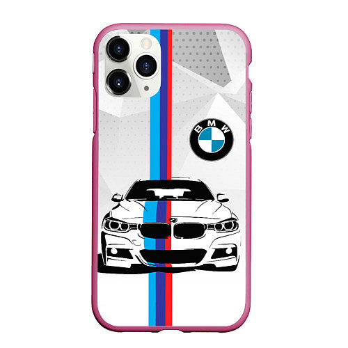 Чехол iPhone 11 Pro матовый BMW БМВ M PERFORMANCE / 3D-Малиновый – фото 1