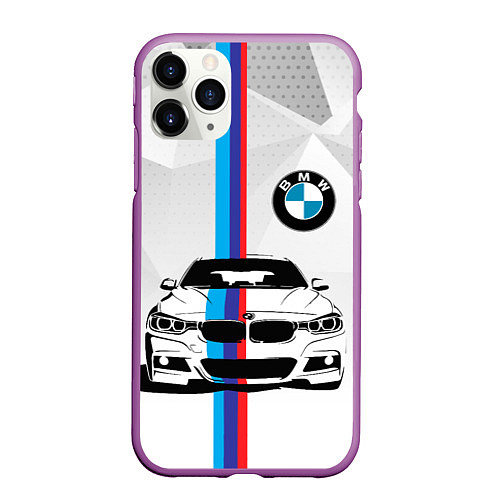 Чехол iPhone 11 Pro матовый BMW БМВ M PERFORMANCE / 3D-Фиолетовый – фото 1