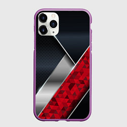 Чехол iPhone 11 Pro матовый 3D BLACK AND RED METAL, цвет: 3D-фиолетовый