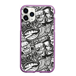 Чехол iPhone 11 Pro матовый Тату ретро, цвет: 3D-фиолетовый