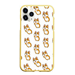 Чехол iPhone 11 Pro матовый Собаки Корги, цвет: 3D-желтый