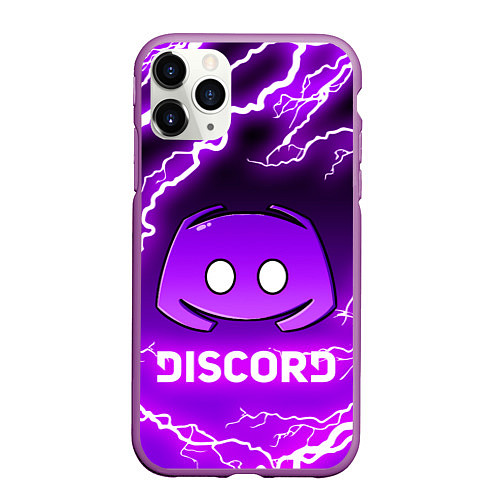 Чехол iPhone 11 Pro матовый DISCORD ДИСКОРД МОЛНИЯ / 3D-Фиолетовый – фото 1