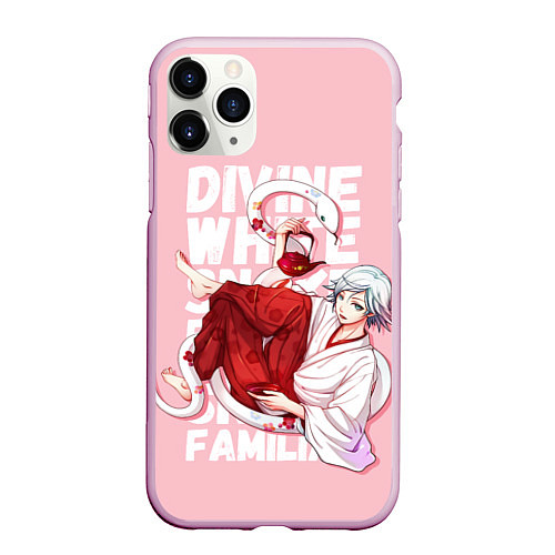 Чехол iPhone 11 Pro матовый Divine white snake / 3D-Розовый – фото 1