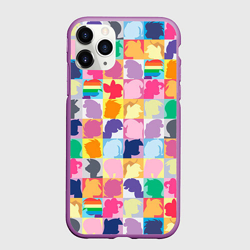 Чехол iPhone 11 Pro матовый Команда пони / 3D-Фиолетовый – фото 1