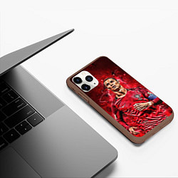 Чехол iPhone 11 Pro матовый Cristiano Ronaldo Portugal, цвет: 3D-коричневый — фото 2