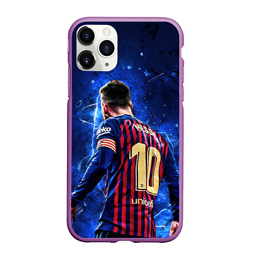 Чехол iPhone 11 Pro матовый Leo Messi Лео Месси 10 / 3D-Фиолетовый – фото 1