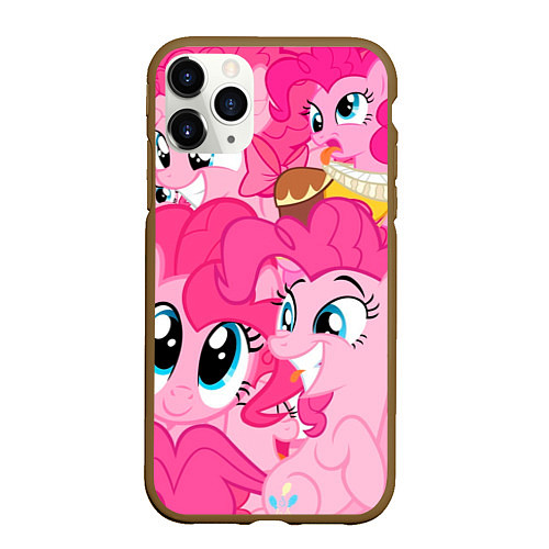 Чехол iPhone 11 Pro матовый Pinkie Pie pattern / 3D-Коричневый – фото 1