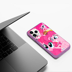 Чехол iPhone 11 Pro матовый Pinkie Pie pattern, цвет: 3D-фиолетовый — фото 2