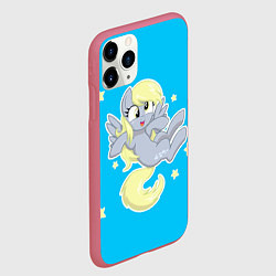Чехол iPhone 11 Pro матовый Пони в звёздном небе, цвет: 3D-малиновый — фото 2