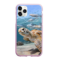 Чехол iPhone 11 Pro матовый Морская черепаха, цвет: 3D-розовый