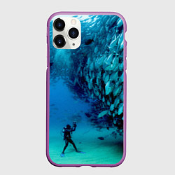 Чехол iPhone 11 Pro матовый Фото дайвинг, цвет: 3D-фиолетовый