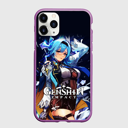 Чехол iPhone 11 Pro матовый Eula Genshin Impact / 3D-Фиолетовый – фото 1