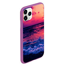 Чехол iPhone 11 Pro матовый Закат на берегу, цвет: 3D-фиолетовый — фото 2