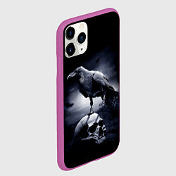 Чехол iPhone 11 Pro матовый ЧЕРЕП И ВОРОН, цвет: 3D-фиолетовый — фото 2
