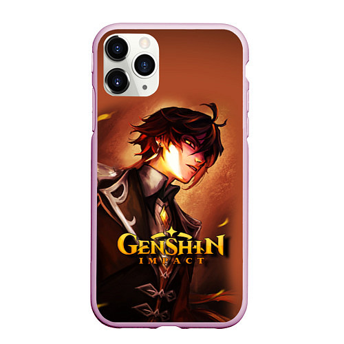 Чехол iPhone 11 Pro матовый GENSHIN IMPACT ZHONGLI / 3D-Розовый – фото 1
