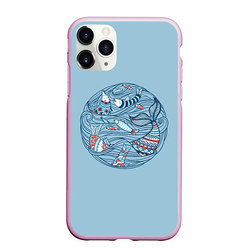 Чехол iPhone 11 Pro матовый Sea Circle / 3D-Розовый – фото 1