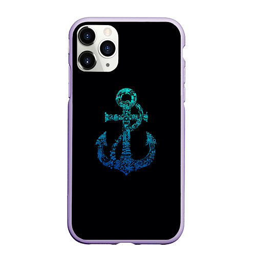 Чехол iPhone 11 Pro матовый Navy Anchor / 3D-Светло-сиреневый – фото 1