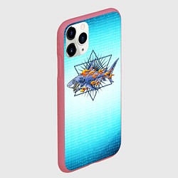 Чехол iPhone 11 Pro матовый Акула в огне, цвет: 3D-малиновый — фото 2