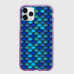 Чехол iPhone 11 Pro матовый Чешуя рыбы, цвет: 3D-фиолетовый