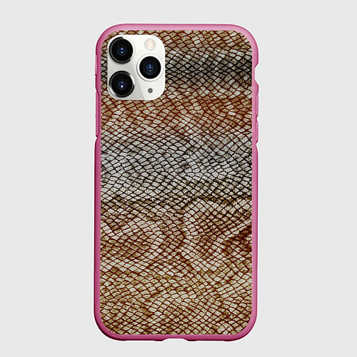 Чехол iPhone 11 Pro матовый Snake skin / 3D-Малиновый – фото 1