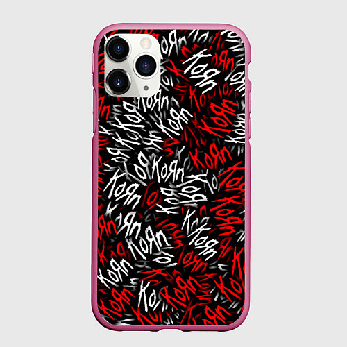 Чехол iPhone 11 Pro матовый KoЯn KoЯn KoЯn / 3D-Малиновый – фото 1