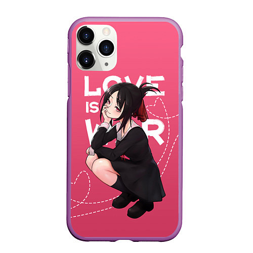 Чехол iPhone 11 Pro матовый Love is war / 3D-Фиолетовый – фото 1