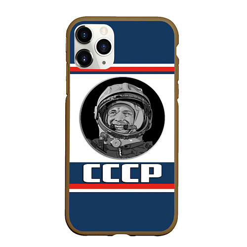 Чехол iPhone 11 Pro матовый СТИЛЬ СССР ГАГАРИН / 3D-Коричневый – фото 1