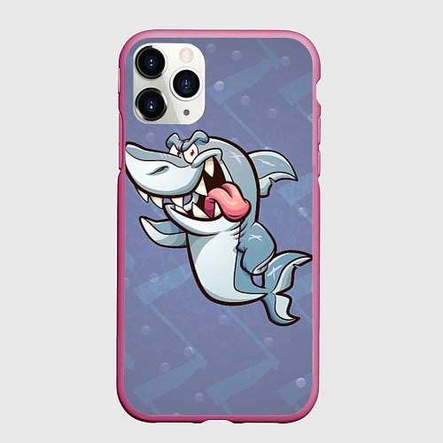 Чехол iPhone 11 Pro матовый Акула / 3D-Малиновый – фото 1