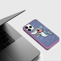 Чехол iPhone 11 Pro матовый Акула, цвет: 3D-фиолетовый — фото 2