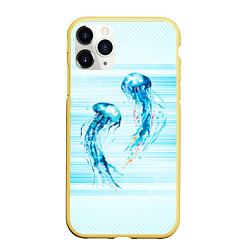 Чехол iPhone 11 Pro матовый Медузы, цвет: 3D-желтый