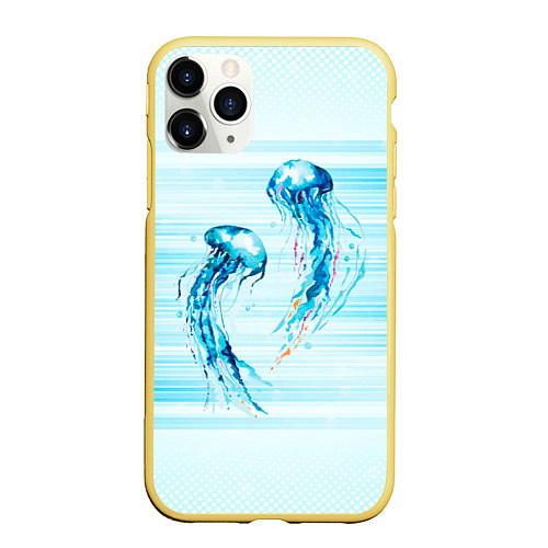 Чехол iPhone 11 Pro матовый Медузы / 3D-Желтый – фото 1