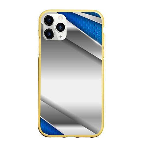 Чехол iPhone 11 Pro матовый 3D СЕРЕБРО BLUE LINES / 3D-Желтый – фото 1