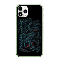 Чехол iPhone 11 Pro матовый САМУРАЙ УКРОЩАЕТ БЫКА, цвет: 3D-салатовый