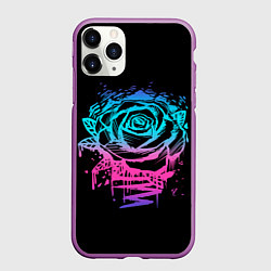 Чехол iPhone 11 Pro матовый Неоновая Роза Neon Rose, цвет: 3D-фиолетовый