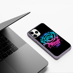 Чехол iPhone 11 Pro матовый Неоновая Роза Neon Rose, цвет: 3D-серый — фото 2