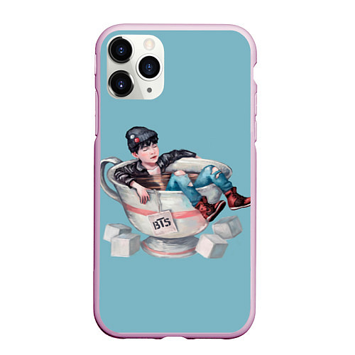 Чехол iPhone 11 Pro матовый BTS in cup / 3D-Розовый – фото 1