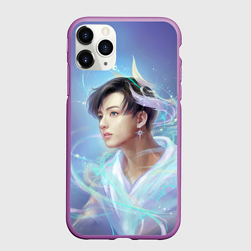 Чехол iPhone 11 Pro матовый Jeon BTS / 3D-Фиолетовый – фото 1