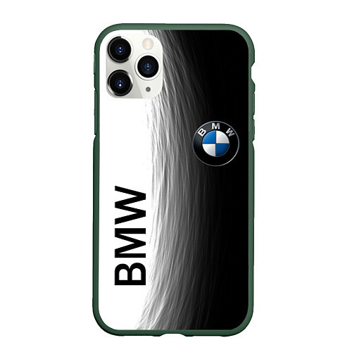 Чехол iPhone 11 Pro матовый Black and White BMW / 3D-Темно-зеленый – фото 1