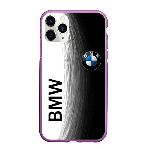 Чехол iPhone 11 Pro матовый Black and White BMW / 3D-Фиолетовый – фото 1