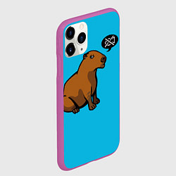 Чехол iPhone 11 Pro матовый Капибара, цвет: 3D-фиолетовый — фото 2