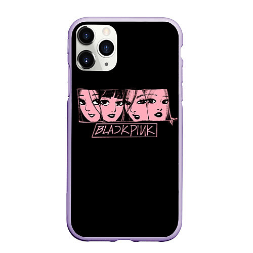 Чехол iPhone 11 Pro матовый Black Pink Art / 3D-Светло-сиреневый – фото 1