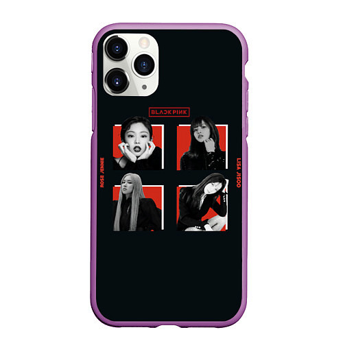 Чехол iPhone 11 Pro матовый BLACKPINK Red and black / 3D-Фиолетовый – фото 1