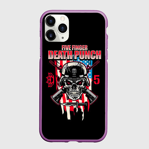 Чехол iPhone 11 Pro матовый 5FDP Five Finger Death Punch / 3D-Фиолетовый – фото 1