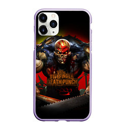 Чехол iPhone 11 Pro матовый Five Finger Death Punch Skull, цвет: 3D-светло-сиреневый