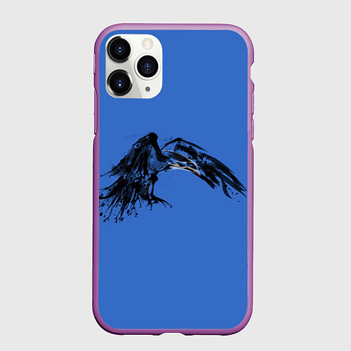 Чехол iPhone 11 Pro матовый Тень ворона / 3D-Фиолетовый – фото 1