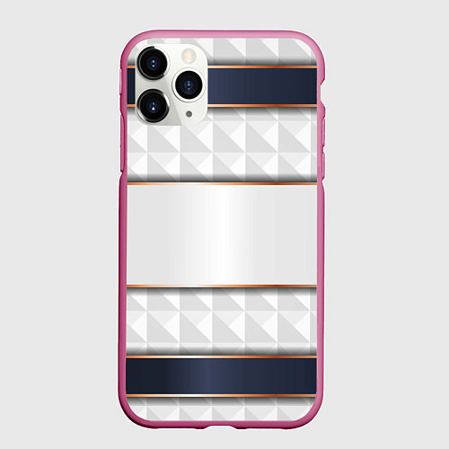 Чехол iPhone 11 Pro матовый White 3d lines / 3D-Малиновый – фото 1
