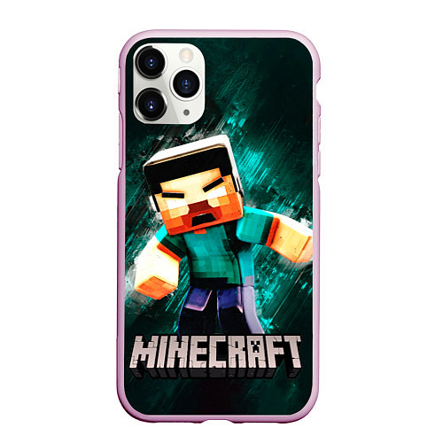 Чехол iPhone 11 Pro матовый MINECRAFT / 3D-Розовый – фото 1