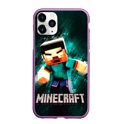 Чехол iPhone 11 Pro матовый MINECRAFT, цвет: 3D-фиолетовый