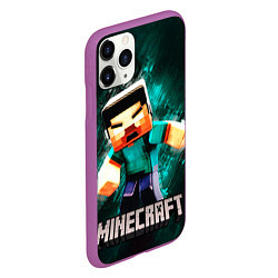 Чехол iPhone 11 Pro матовый MINECRAFT, цвет: 3D-фиолетовый — фото 2