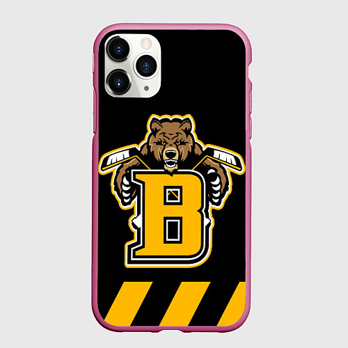 Чехол iPhone 11 Pro матовый BOSTON BRUINS / 3D-Малиновый – фото 1